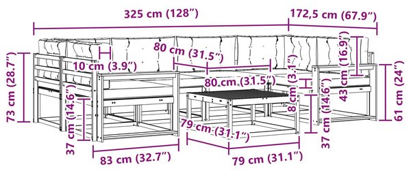 VidaXL Kültéri kanapé szett párnával 5 pcs Fehér és Világosszürke