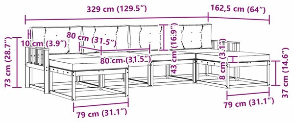 VidaXL Kültéri kanapé szett párnával 6 pcs Természetes és antracit