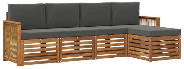 VidaXL Kültéri kanapé szett párnával 5 pcs Természetes és antracit