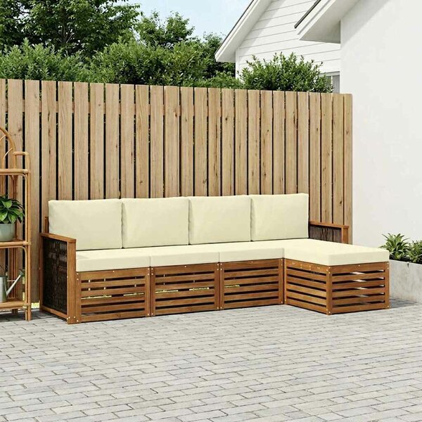VidaXL Kültéri kanapé szett párnával 5 pcs Természetes és krémszínű