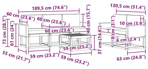 VidaXL Ülőgarnitúrák 6 pcs Tömör Akácfa