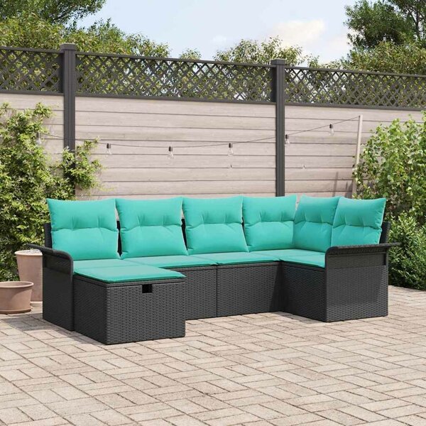 VidaXL Kerti Kanapé Szett párnával tárolóval 6 pcs Poli rattan