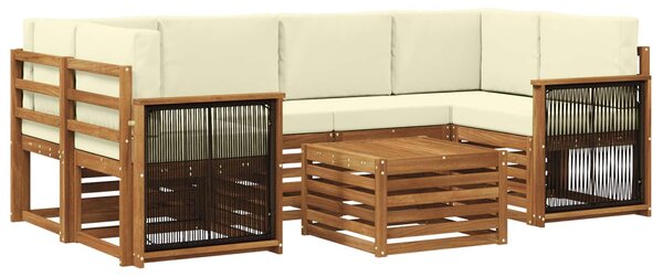 VidaXL Kültéri kanapé szett párnával 7 pcs Természetes és krémszínű