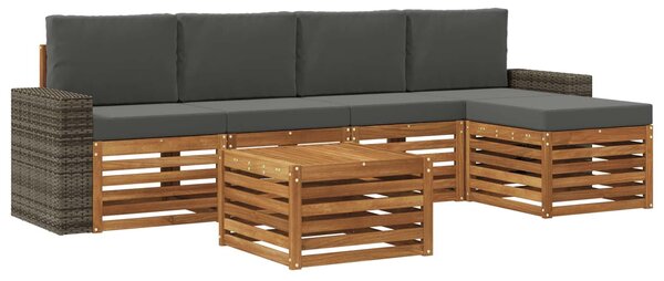 VidaXL Kültéri kanapé szett 6 pcs Természetes és antracit