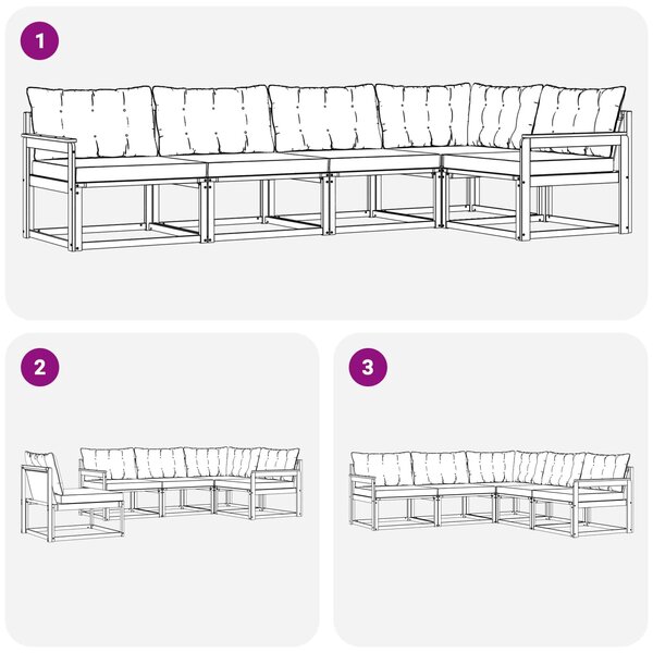 VidaXL Kültéri kanapé szett párnával 5 pcs Fehér és Bézs