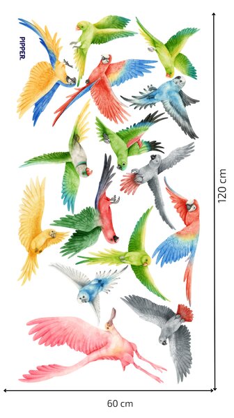 PIPPER. Textil falmatrica "Egzotikus madarak - akvarell"