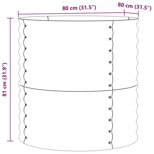 VidaXL Zöld Acél Kerek Kerti Magaságyás - 80x80x81cm