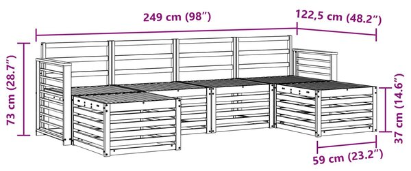 VidaXL Ülőgarnitúrák 6 pcs Fehér Tömör Akácfa