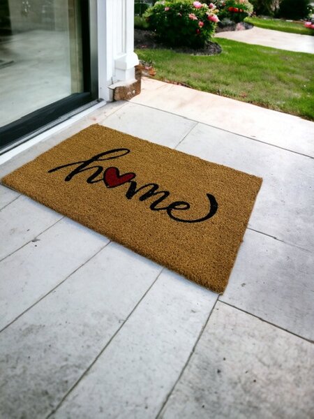 E-Coco home heart red lábtörlő beige-barna