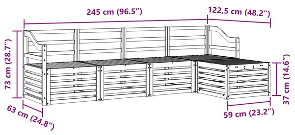 VidaXL Kültéri kanapé szett 5 pcs Fehér Tömör Akácfa
