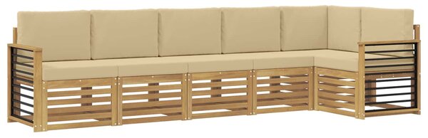 VidaXL Kültéri kanapé szett 6 pcs Fehér és Bézs 306 x 128,5 x 73 cm