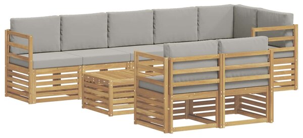 VidaXL Kültéri kanapé szett 9 pcs Fehér és Világosszürke