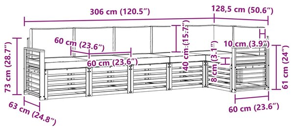 VidaXL Kültéri kanapé szett 6 pcs Fehér és Antracitszürke