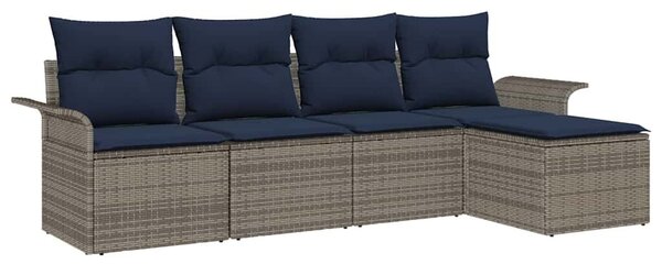 VidaXL Kerti Kanapé Szett párnával 5 pcs Szürke polirattan