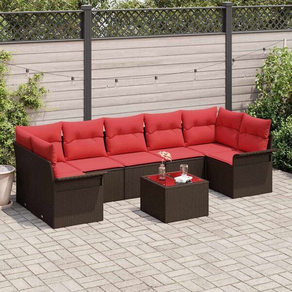 VidaXL Kerti Kanapé Szett 8 pcs Barna polirattan