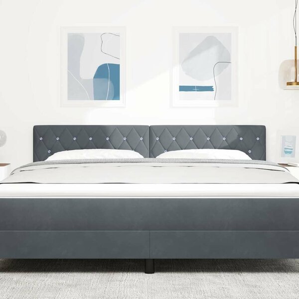 VidaXL LED Fejvég - 90 cm, Sötétszürke Velúr Kristálygombokkal