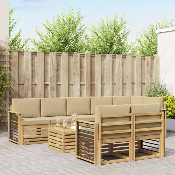 VidaXL Kültéri kanapé szett 9 pcs Fehér és Bézs 59 x 59 x 37 cm