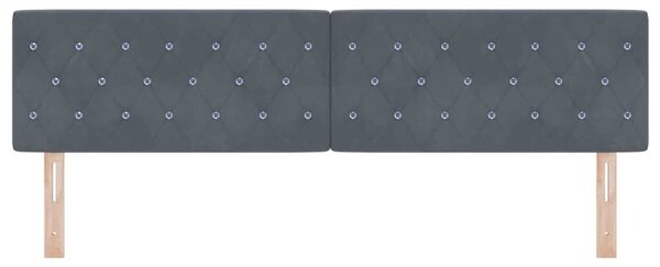 VidaXL LED Fejvég - 90 cm, Sötétszürke Velúr Kristálygombokkal