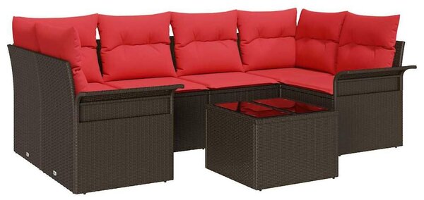 VidaXL Kerti Kanapé Szett párnával 7 pcs Barna polirattan