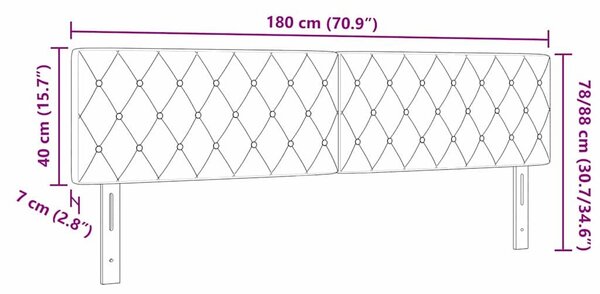 VidaXL LED Fejvég - 90 cm, Sötétszürke Velúr Kristálygombokkal