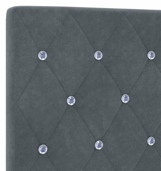 VidaXL LED Fejvég - 90 cm, Sötétszürke Velúr Kristálygombokkal