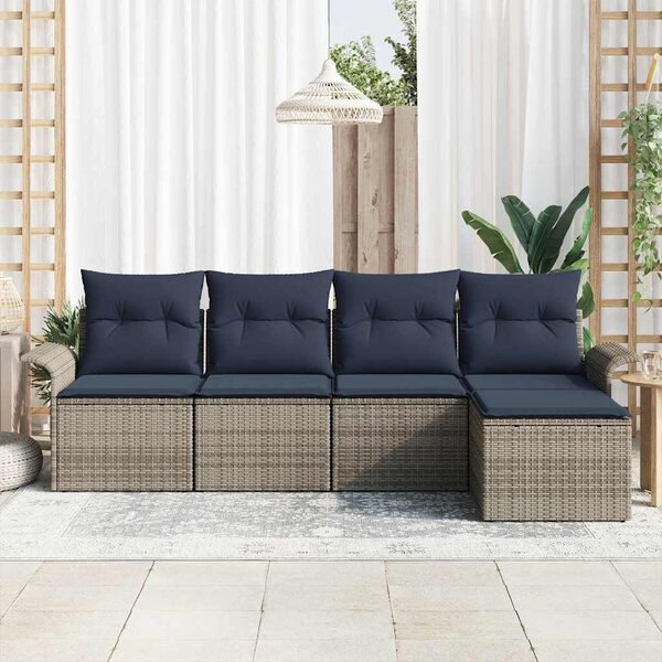 VidaXL Kerti Kanapé Szett párnával 5 pcs Szürke polirattan