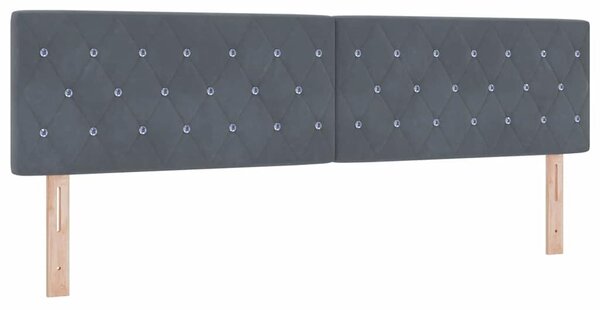 VidaXL LED Fejvég - 90 cm, Sötétszürke Velúr Kristálygombokkal