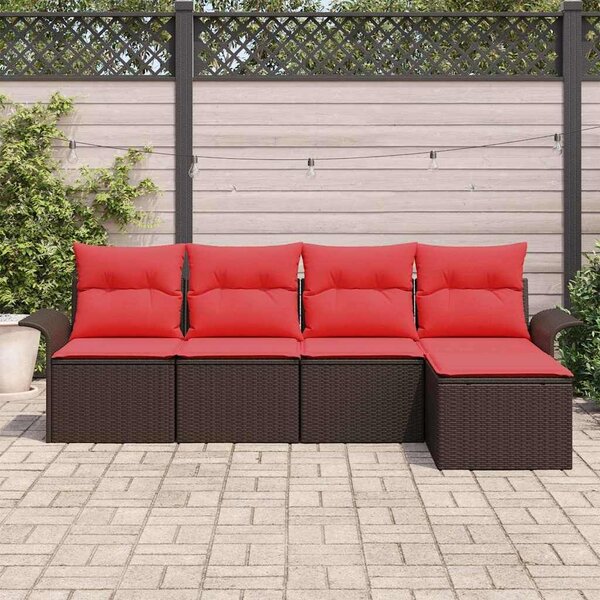 VidaXL Kerti Kanapé Szett párnával 5 pcs Barna polirattan