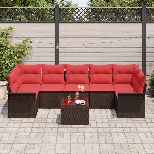 VidaXL Kerti Kanapé Szett 8 pcs Barna polirattan