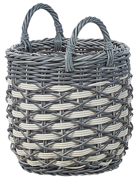 3 darabos fonott virágtartó szett GEFIRA PE Rattan 31/39/49 cm Szürke