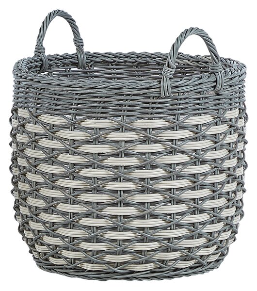 3 darabos fonott virágtartó szett GEFIRA PE Rattan 31/39/49 cm Szürke