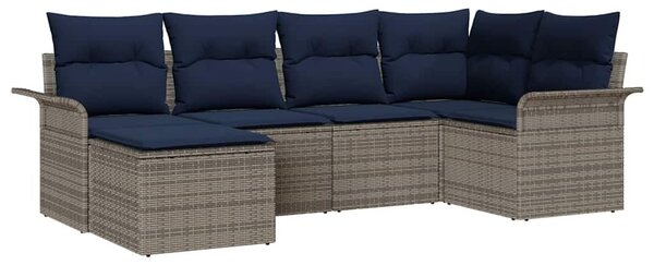 VidaXL Kerti Kanapé Szett tárolóval 6 pcs Szürke polirattan