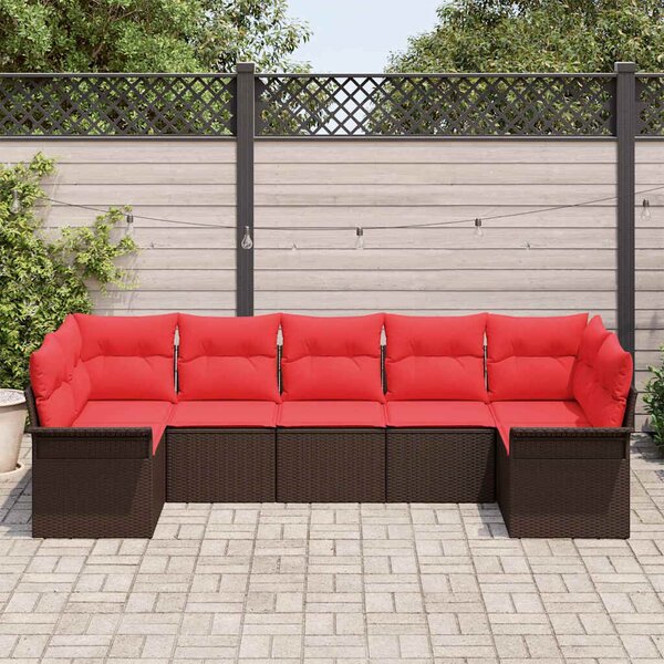 VidaXL Kerti Kanapé Szett párnával 7 pcs Barna Poli rattan
