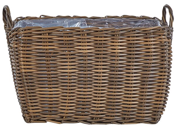 2 darabos fonott virágtartó szett ORMOS PE Rattan 53/59 cm Barna