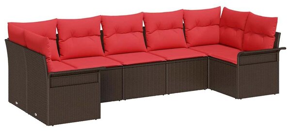 VidaXL Kerti Kanapé Szett párnával 7 pcs Barna Poli rattan