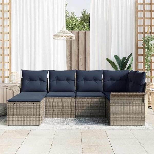 VidaXL Kerti Kanapé Szett tárolóval 6 pcs Szürke polirattan