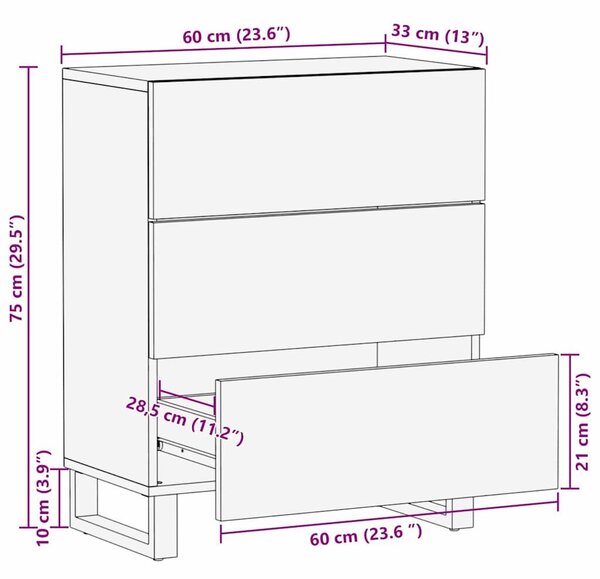 VidaXL Széf Barna 60 x 33.5 x 75 cm Tömör mangófa