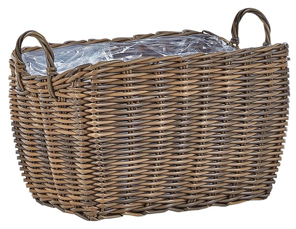 2 darabos fonott virágtartó szett ORMOS PE Rattan 53/59 cm Barna