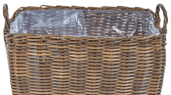 2 darabos fonott virágtartó szett ORMOS PE Rattan 53/59 cm Barna