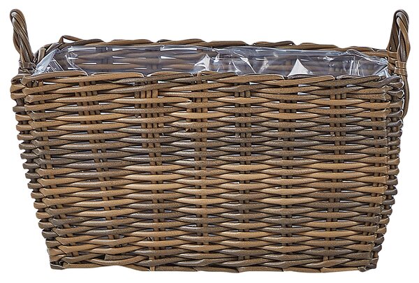 2 darabos fonott virágtartó szett ORMOS PE Rattan 53/59 cm Barna