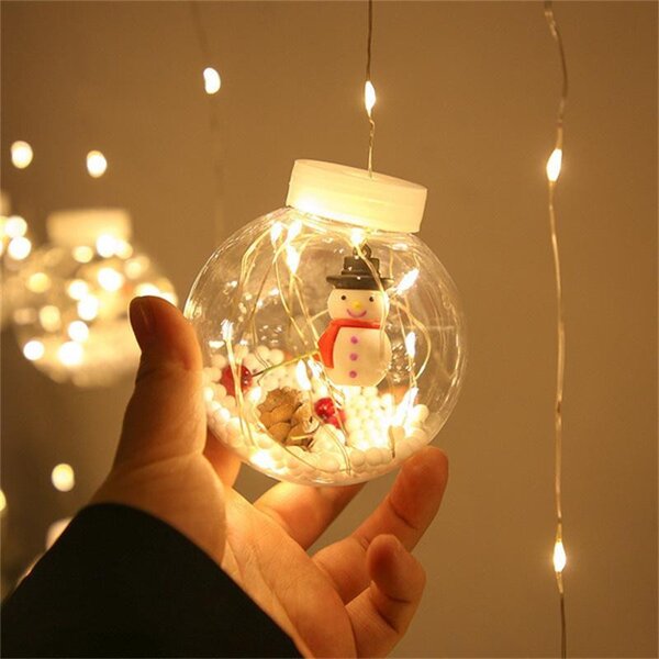 Karácsonyi LED Gömb fényfüzér Hóemberrel, 150 LED/ 3 méter