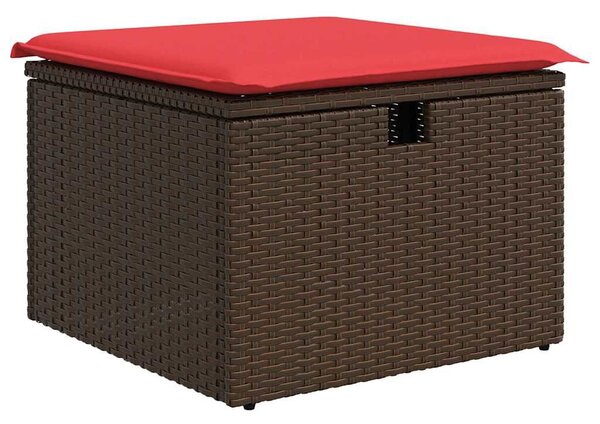 VidaXL Kanapé Szett párnával tárolóval 6 pcs Barna és Piros polirattan