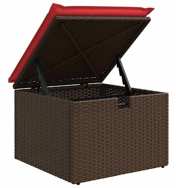 VidaXL Kanapé Szett párnával tárolóval 6 pcs Barna és Piros polirattan