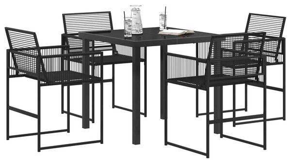 VidaXL Kert étkező szett 5 pcs Fekete polirattan