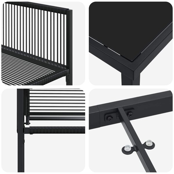 VidaXL Kert étkező szett 5 pcs Fekete polirattan