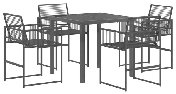 VidaXL Kert étkező szett 5 pcs Fekete polirattan