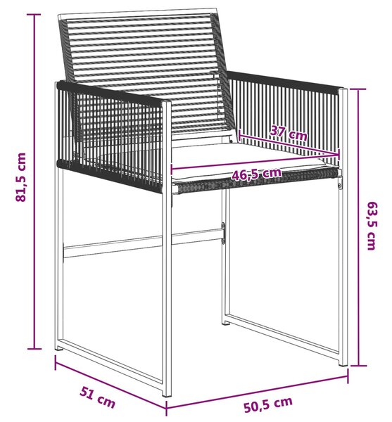VidaXL Kert étkező szett 5 pcs Fekete polirattan