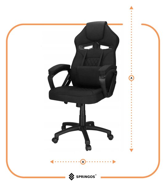 Springos ergonomikus irodai szék, 150 kg, fekete