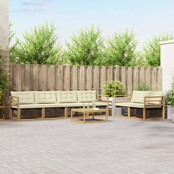 VidaXL Kültéri kanapé szett 7 pcs Fehér és Krém színű 79 x 79 x 37 cm