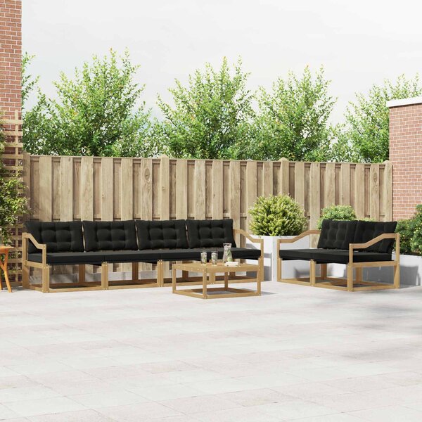 VidaXL Kültéri kanapé szett 7 pcs Fehér és Fekete 79 x 79 x 37 cm